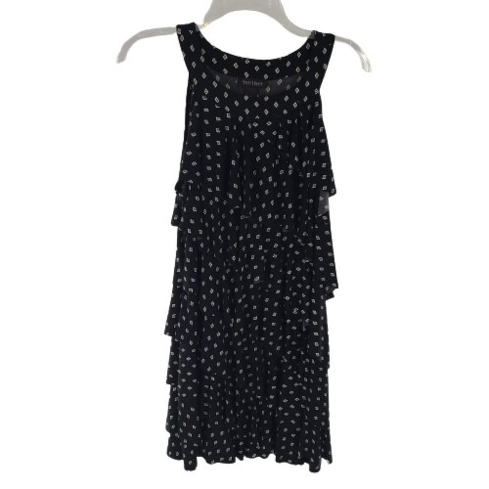 WHITE HOUSE Women's Sleeveless Ruffle Mini Dress Boat Neck Black Size Medium